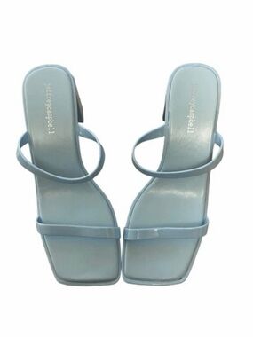 Jeffrey Campbell pal Blue Jelly Block Heel Square Toe Slide Sandals Size:8